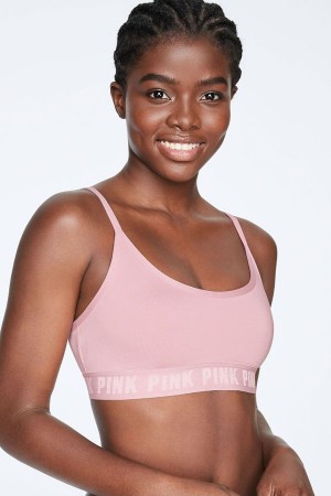 Victoria's Secret Ultimate Scoop Lightly Fodrade Sports Bra Rosa | 2135AVXBZ