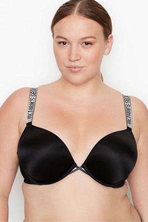 Victoria's Secret Very Sexy Add 2 Cups Shine Rem Smooth Push Up Bra Svarta | 0267IUKLO