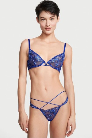 Victoria's Secret Very Sexy Embroidered Knickers Blå | 1406DQLMU