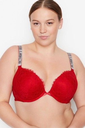 Victoria's Secret Very Sexy Shine Rem Add 2 Cups Bombshell Bra Röda | 9458KRXFL