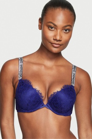 Victoria's Secret Very Sexy Shine Rem Add 2 Cups Bombshell Bra Blå | 8214WZXAP