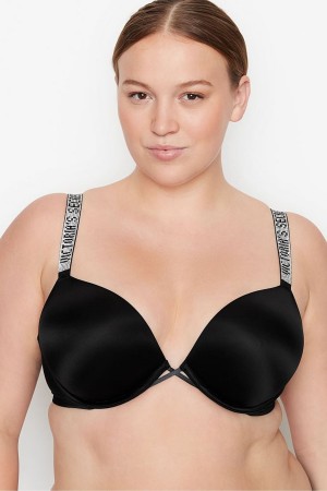 Victoria's Secret Very Sexy Shine Rem Add 2 Cups Bombshell Bra Svarta | 4872DJBVH