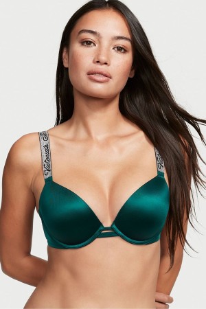 Victoria's Secret Very Sexy Shine Rem Push Up Bra Svarta Gröna | 4803WFOPA