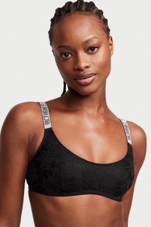 Victoria's Secret Very Sexy Shine Rem Spets Bralette Svarta | 9370GSFJC