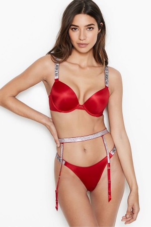 Victoria's Secret Very Sexy Shine Rem Suspenders Röda | 5213GAHOI