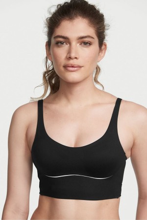 Victoria's Secret Victorias Secret Medium Impact Snörade Back Sports Bra Svarta | 2395TEIRV