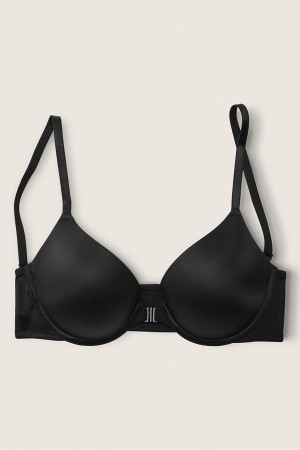 Victoria's Secret Wear Everywhere Front Fastsättning Push Up T-Shirt Bra Svarta | 6029XBEFR