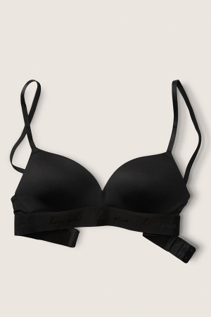 Victoria's Secret Wear Everywhere Smooth Non Wired Push Up T-Shirt Bra Svarta | 9247MIZUL