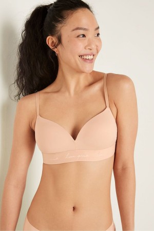 Victoria's Secret Wear Everywhere Smooth Non Wired Push Up T-Shirt Bra Champagne Nude | 4736KJAWT