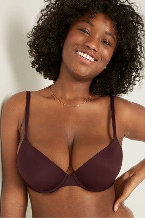 Victoria's Secret Wear Everywhere Smooth Push Up T-Shirt Bra Kaffe Bruna | 0846RVDFL