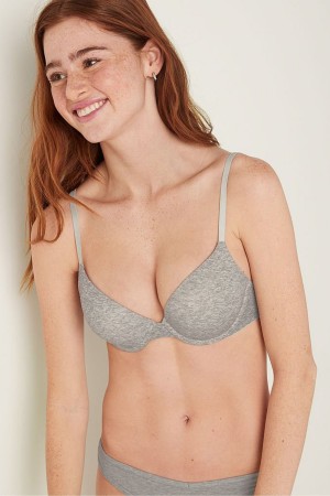 Victoria's Secret Wear Everywhere Smooth Push Up T-Shirt Bra Grå | 9753PLUIE