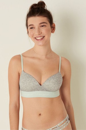 Victoria's Secret Wear Everywhere Smooth Non Wired Push Up T-Shirt Bra Grå | 4053RBFON