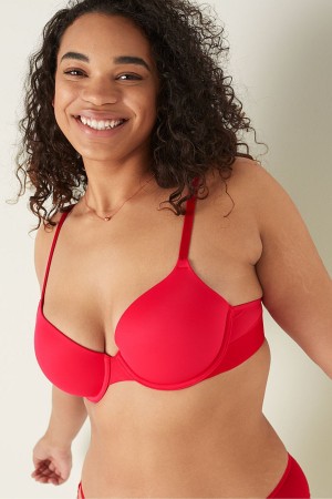 Victoria's Secret Wear Everywhere Smooth Lightly Fodrade T-Shirt Bra Röda | 2783VUGMA