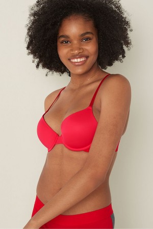 Victoria's Secret Wear Everywhere Smooth Push Up T-Shirt Bra Röda | 4906QWBFT