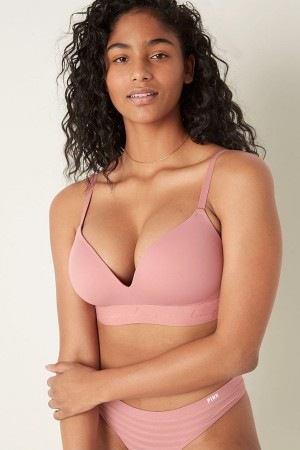 Victoria's Secret Wear Everywhere Smooth Non Wired Push Up T-Shirt Bra Beige | 9187MFOZT