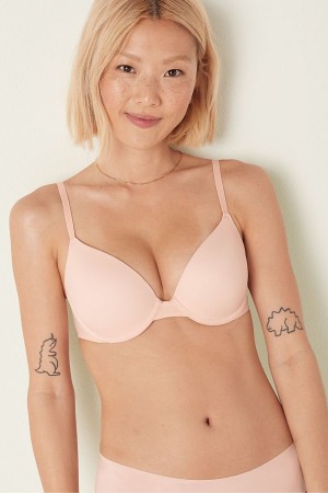 Victoria's Secret Wear Everywhere Smooth Push Up T-Shirt Bra Rosa | 4257XEYCH