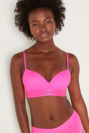 Victoria's Secret Wear Everywhere Smooth Shine Rem Non Wired Push Up T-Shirt Bra Rosa Rosa | 2780CGMTE