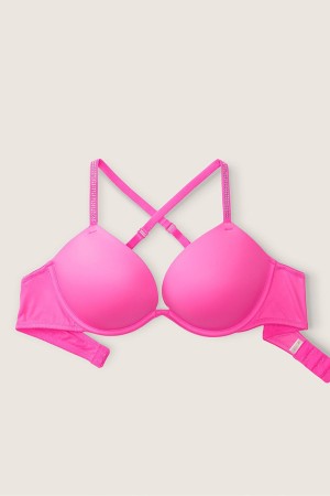 Victoria's Secret Wear Everywhere Smooth Push Up T-Shirt Bra Rosa | 1506YQOLZ