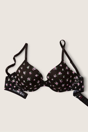 Victoria's Secret Wear Everywhere Spets Lightly Fodrade T-Shirt Bra Svarta | 7934KGXIS