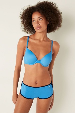 Victoria's Secret Wear Everywhere Wear Everywhere Smooth Push Up T-Shirt Bra Azurblå Blå | 0738AMIFY