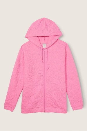 Victoria's Secret Zip Up Long Sleeve Hoodie Rosa | 7412PRASX