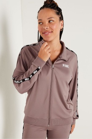 Victoria's Secret Zip Up Long Sleeve Sweatshirt Kaffe Bruna | 0436JBNHQ